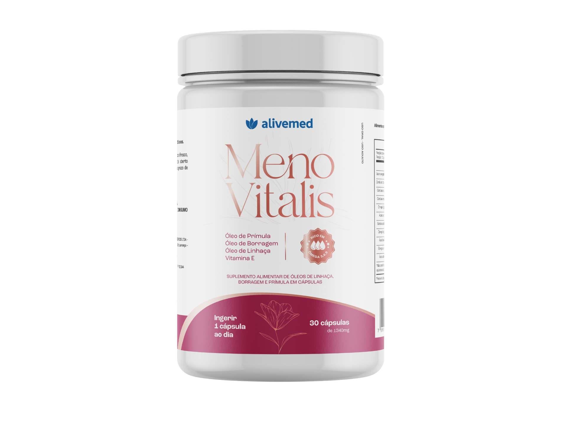 Pote de MenoVitalis Alivemed — 30 cápsulas softgel